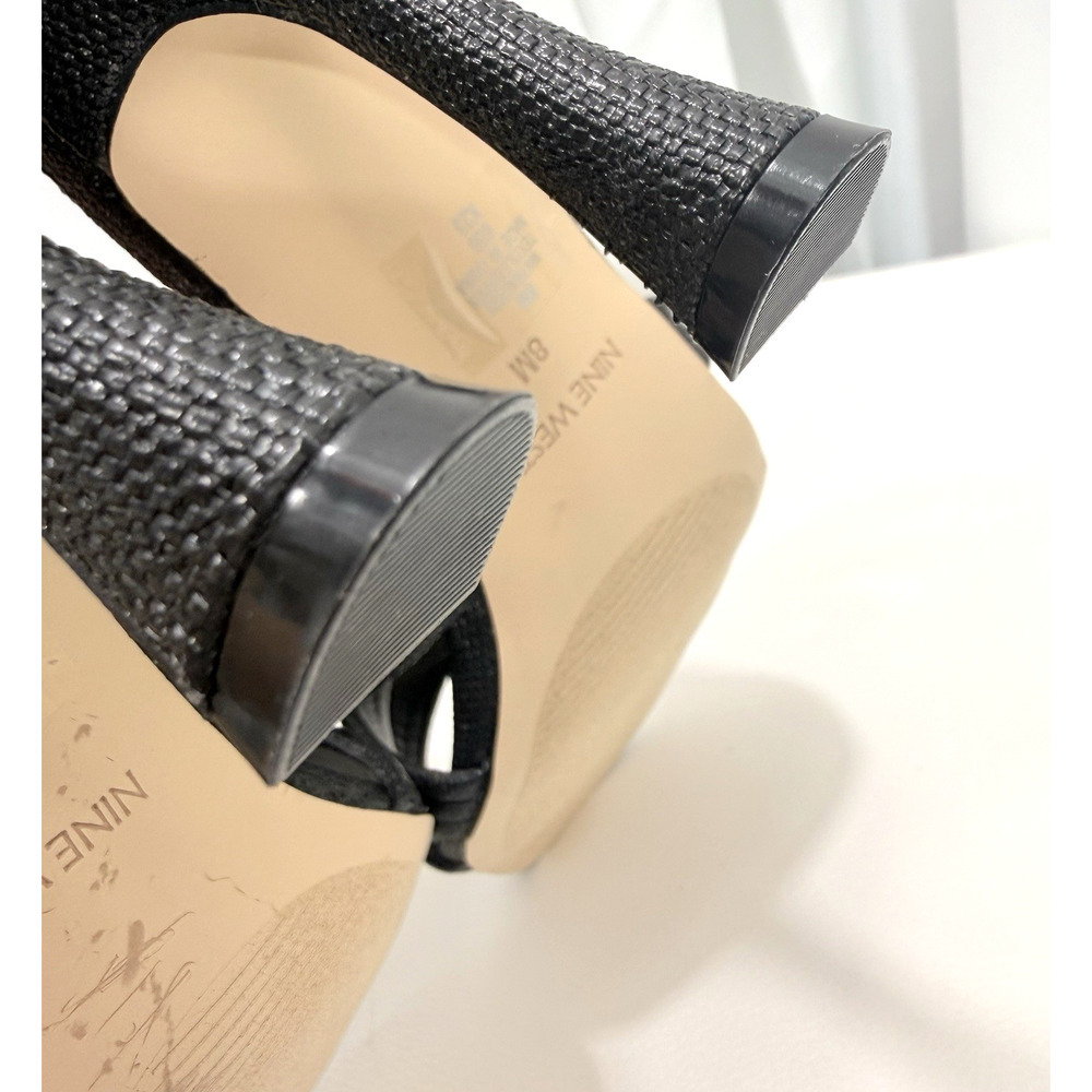 Nine West Black Heel Woven Crisscross Strap Slide Sandal Size 8M - Picture 7 of 9